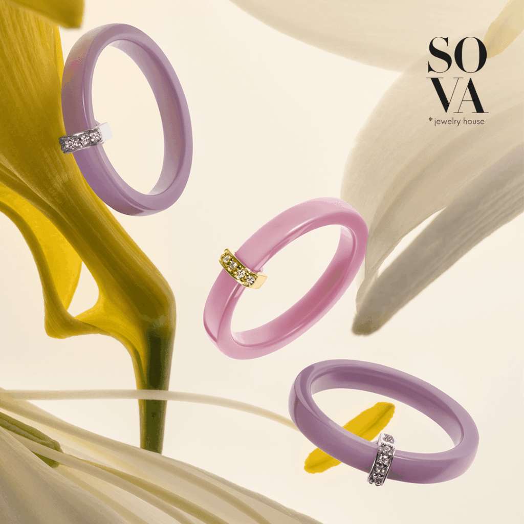 Meet Summer Edition from SOVA: iconic ceramic rings in Lavender and Lotus colours.