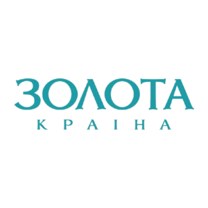 Brand logo with turquoise Cyrillic text 'ЗОЛОТА КРАЇНА' on a black background.